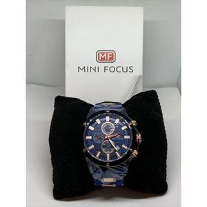 Mini Focus MF0089G Men's Blue Silicone Analog Dial Quartz Wrist Watch AEW117